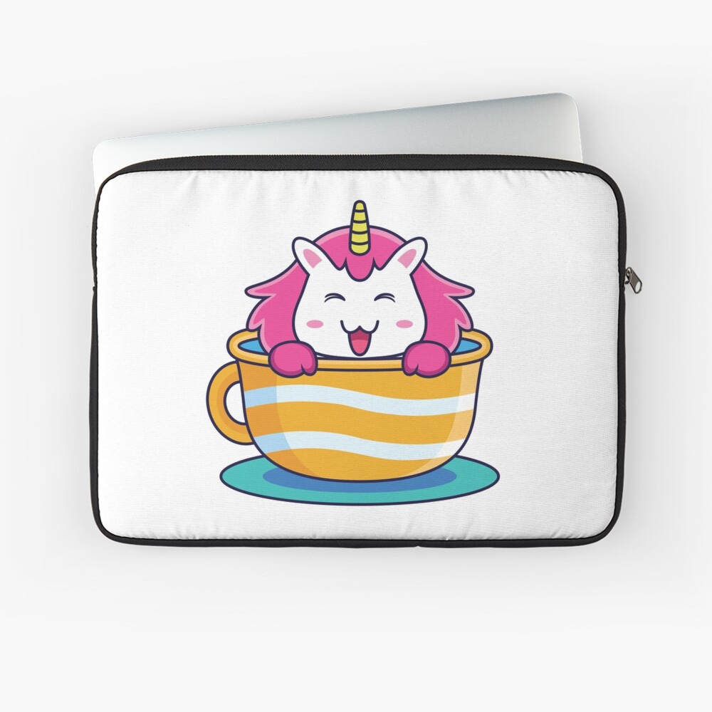 Unicorn in a Cup Laptop Sleeve - unicorn fantasy design by HackerLooks