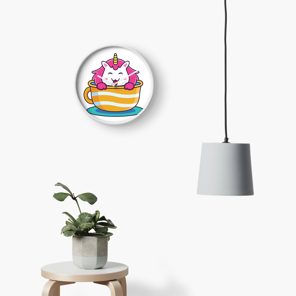 Unicorn in a Cup Clock - unicorn fantasy design by HackerLooks