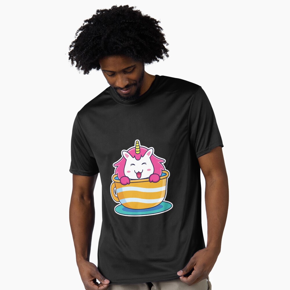 Unicorn in a Cup Active T-Shirt - unicorn fantasy design by HackerLooks