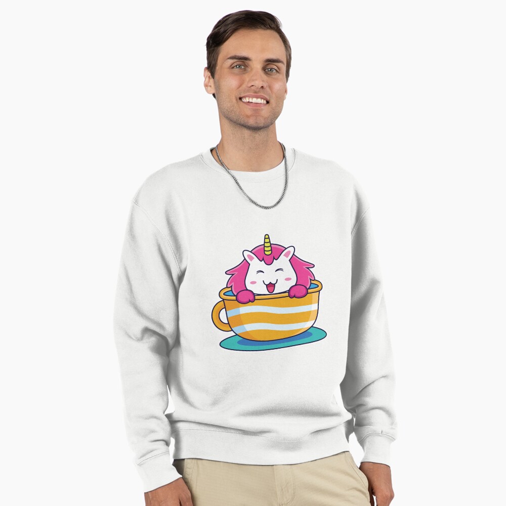 Unicorn in a Cup Pullover Sweatshirt - unicorn fantasy design by HackerLooks