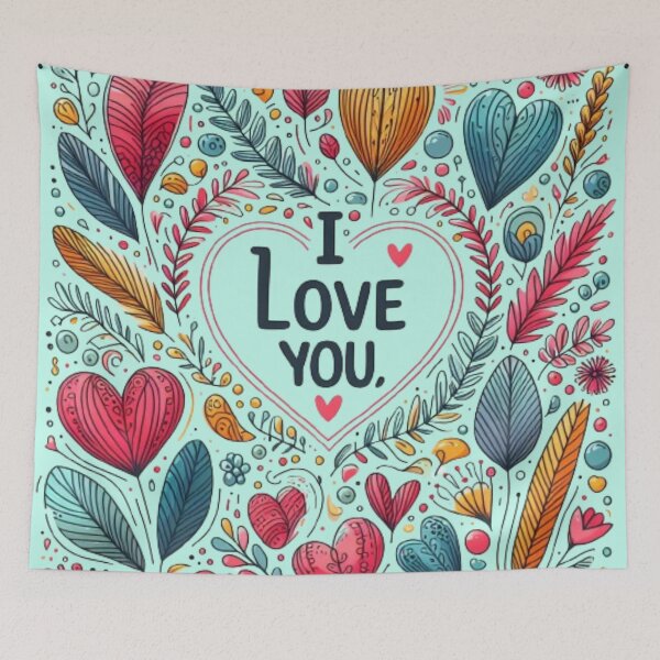Item preview, I love you Valentine's Day heart among hearts and plants drawing designed and sold by JaroDesign2023.