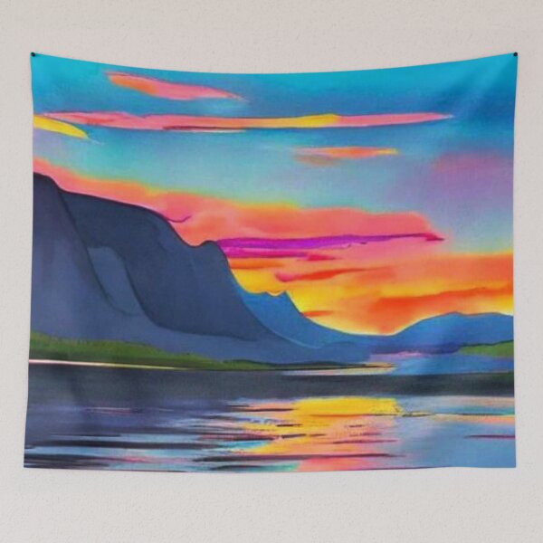 Item preview, Sunset at mountain fjord 12 designed and sold by George Hutton Hunter.
