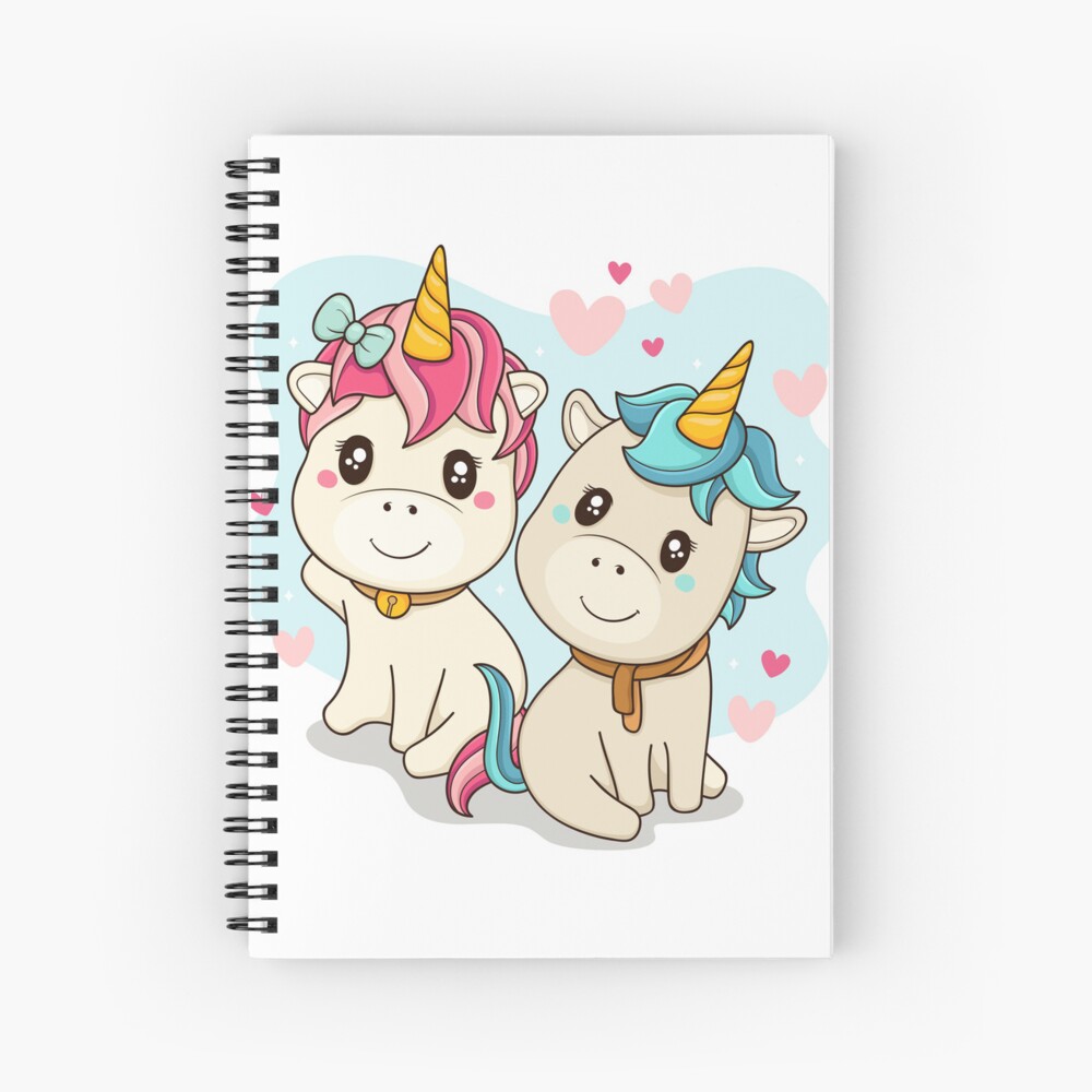 Unicorn Twin Spiral Notebook - unicorn fantasy design by HackerLooks