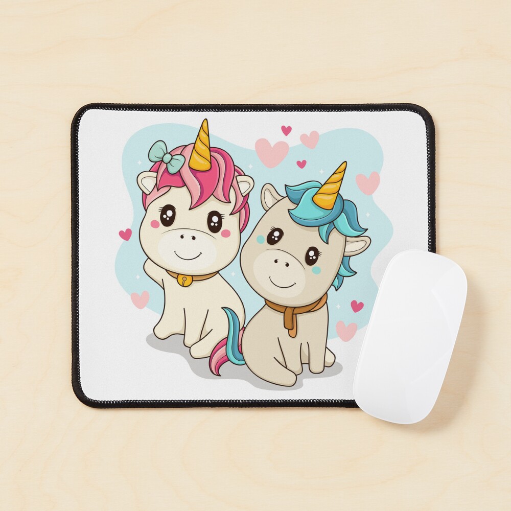 Unicorn Twin Mouse Pad - unicorn fantasy design by HackerLooks