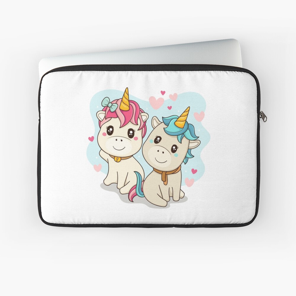Unicorn Twin Laptop Sleeve - unicorn fantasy design by HackerLooks