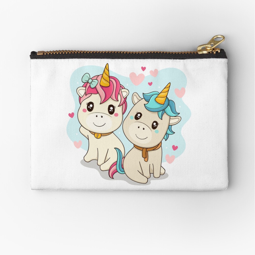 Unicorn Twin Zipper Pouch - unicorn fantasy design by HackerLooks