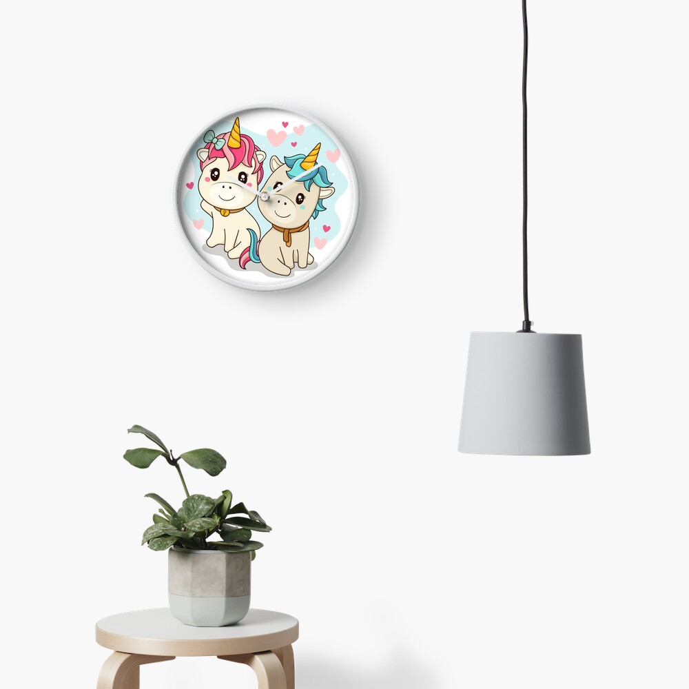 Unicorn Twin Clock - unicorn fantasy design by HackerLooks