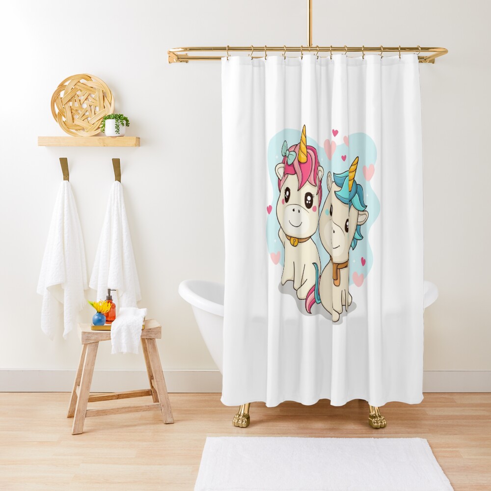 Unicorn Twin Shower Curtain - unicorn fantasy design by HackerLooks