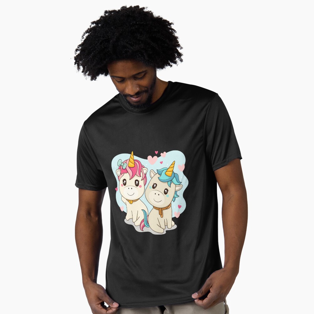 Unicorn Twin Active T-Shirt - unicorn fantasy design by HackerLooks