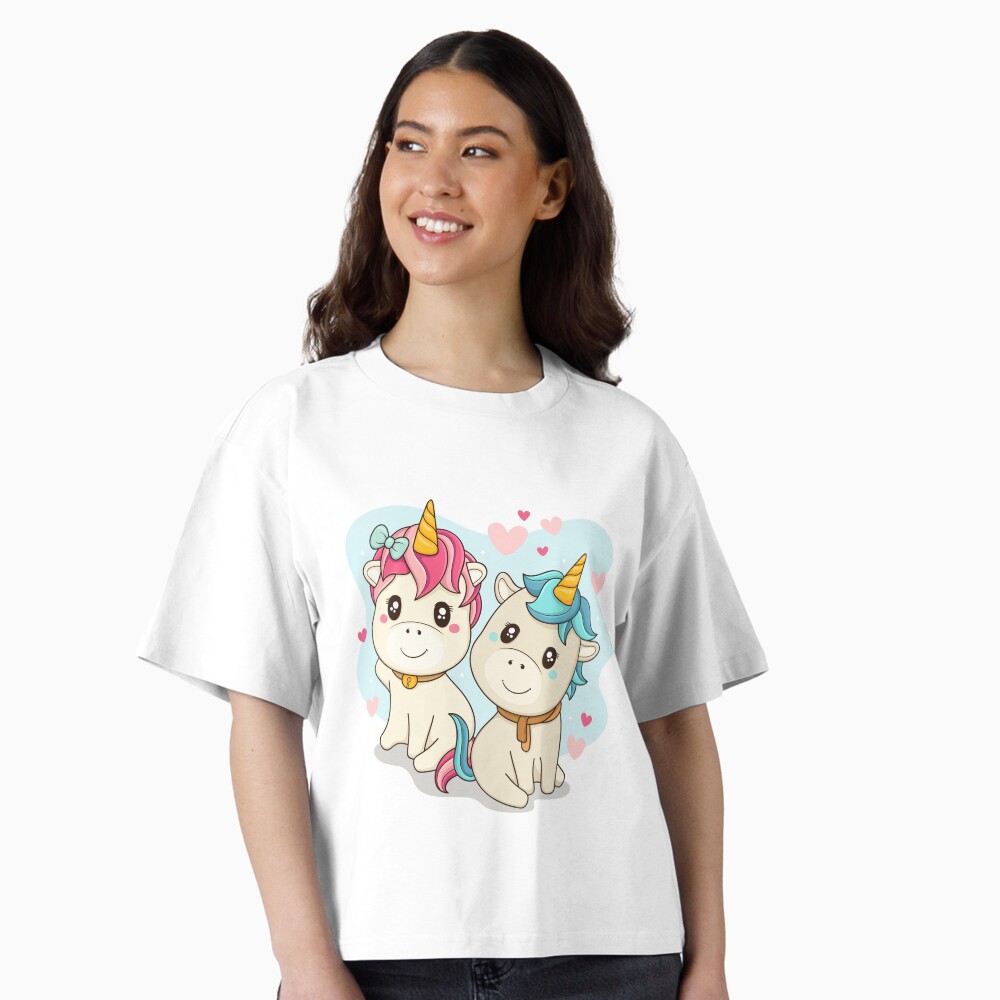 Unicorn Twin Boxy T-Shirt - unicorn fantasy design by HackerLooks