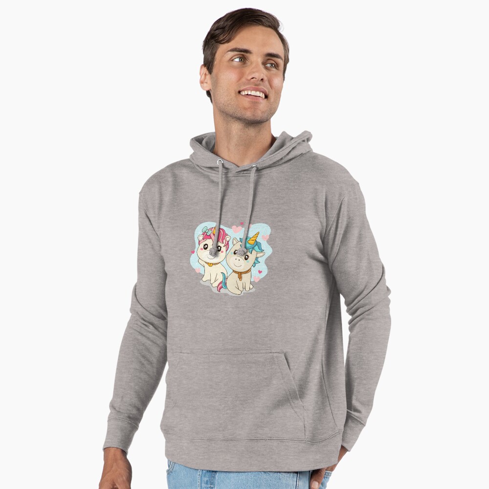 Unicorn Twin Lightweight Hoodie - unicorn fantasy design by HackerLooks