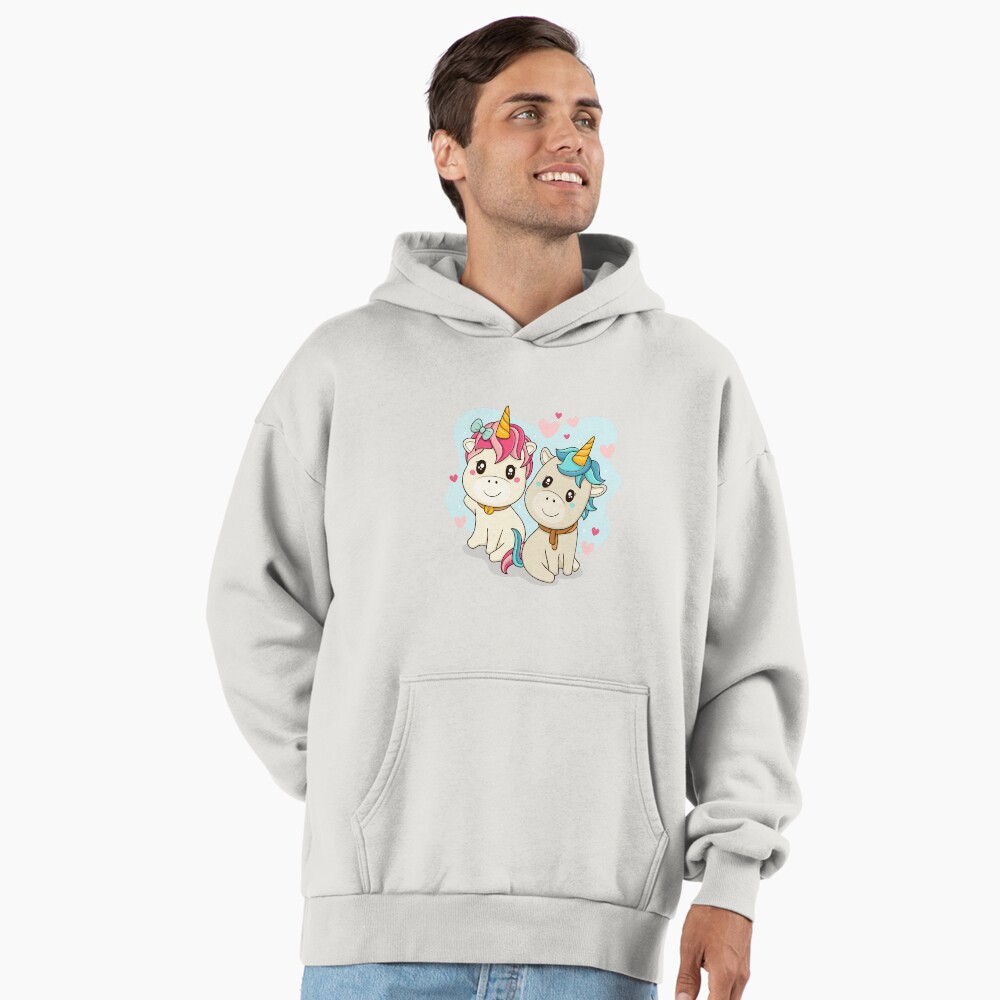 Unicorn Twin Premium Oversized Hoodie - unicorn fantasy design by HackerLooks