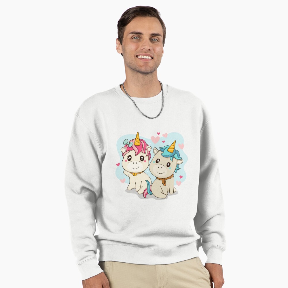 Unicorn Twin Pullover Sweatshirt - unicorn fantasy design by HackerLooks