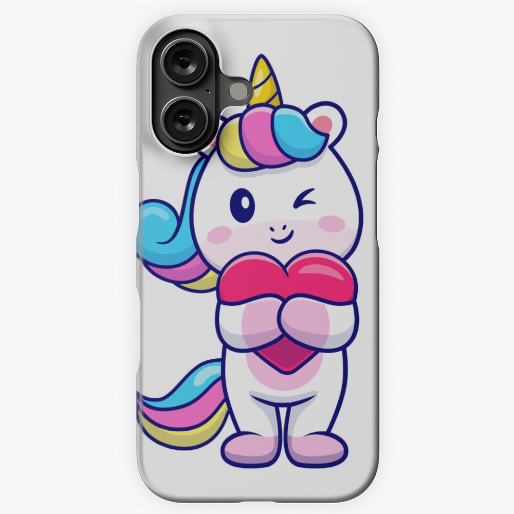 Cute Unicorn Holding a Heart iPhone Snap Case - unicorn fantasy design by HackerLooks