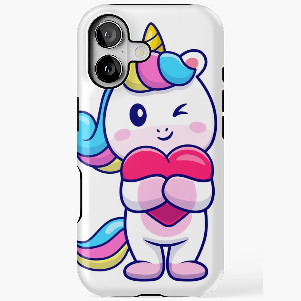 Cute Unicorn Holding a Heart iPhone Magsafe Tough Case - unicorn fantasy design by HackerLooks