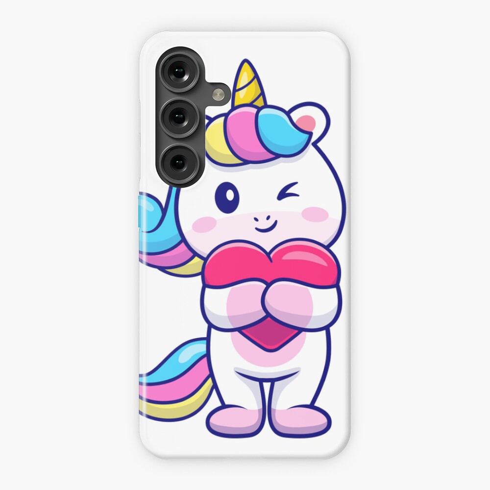 Cute Unicorn Holding a Heart Phone Cases design by HackerLooks