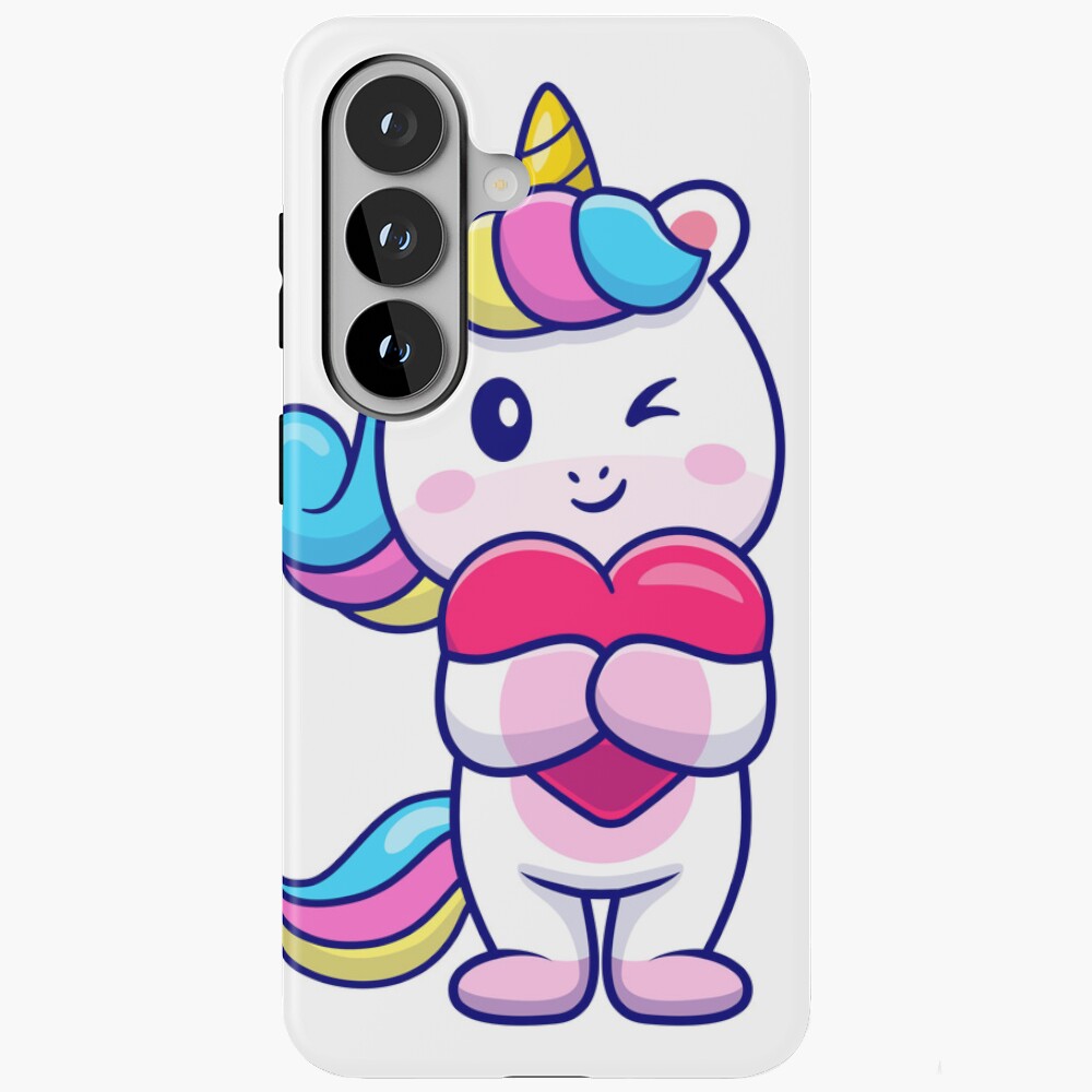 Cute Unicorn Holding a Heart Samsung Galaxy Tough Case - unicorn fantasy design by HackerLooks