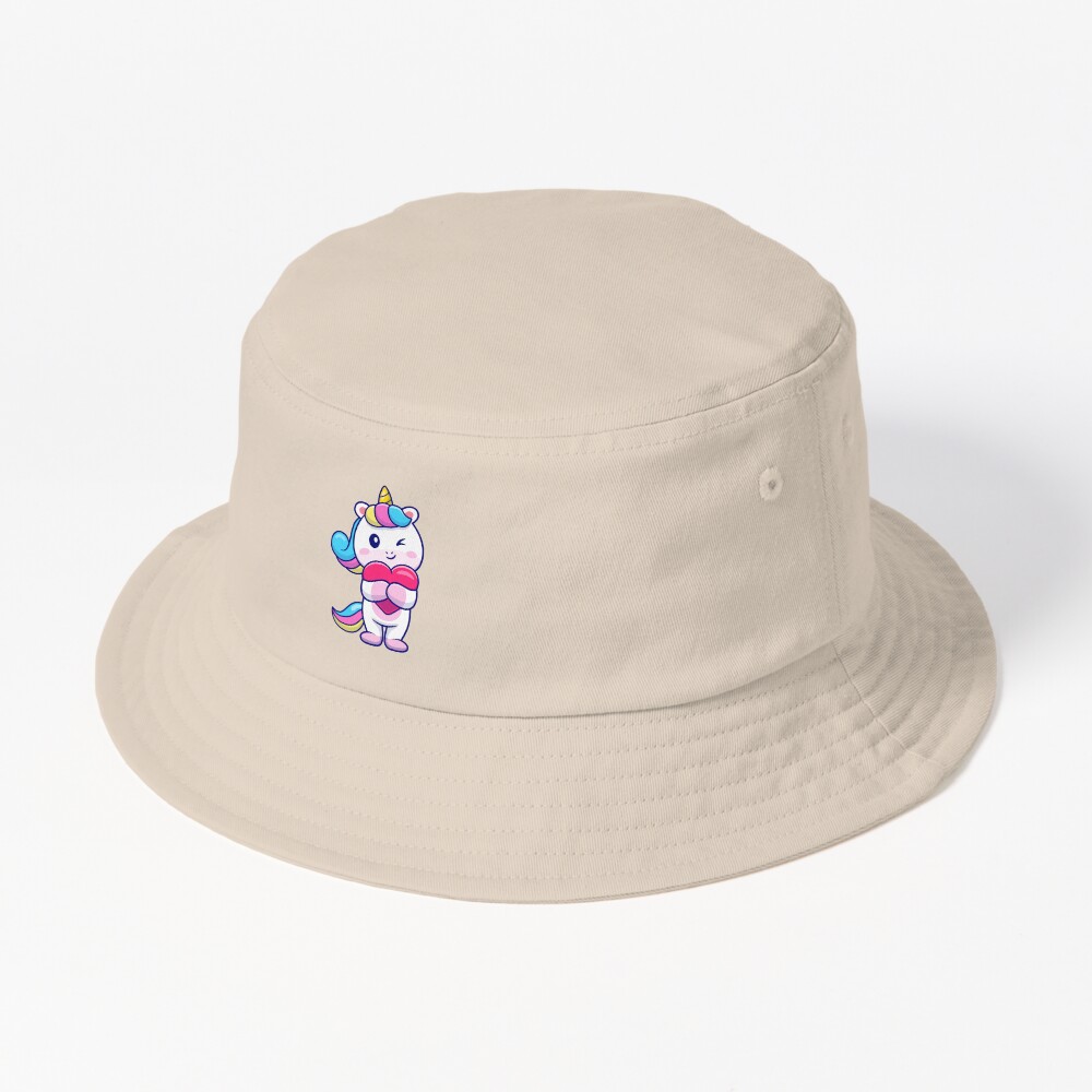 Cute Unicorn Holding a Heart Hats design by HackerLooks