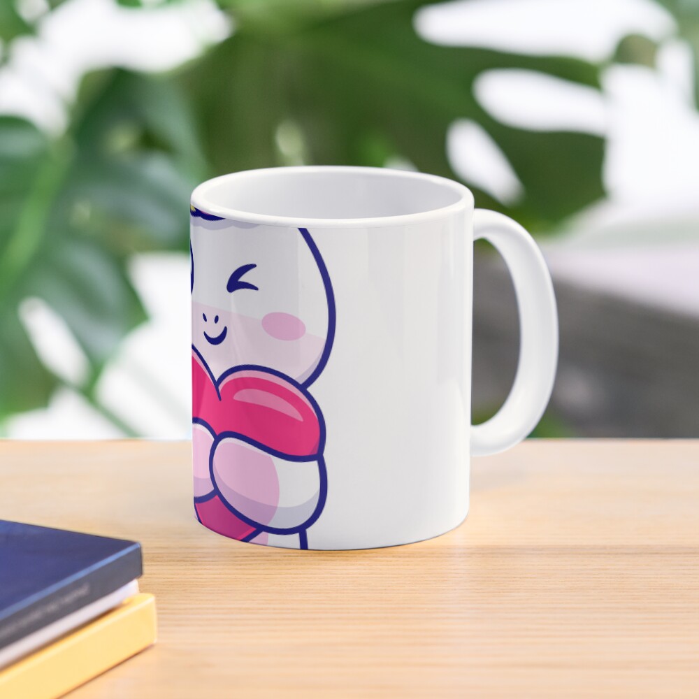 Cute Unicorn Holding a Heart Classic Mug - unicorn fantasy design by HackerLooks