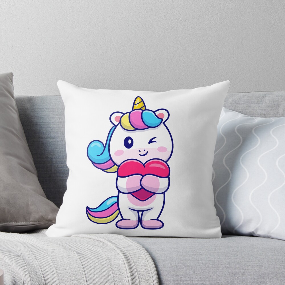 Cute Unicorn Holding a Heart Home & Living design by HackerLooks