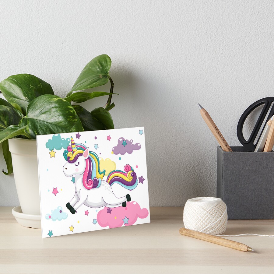 Flying Unicorn Art Board Print - unicorn fantasy design by HackerLooks