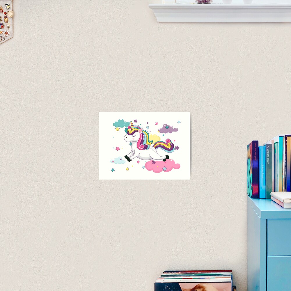 Flying Unicorn Art Print - unicorn fantasy design by HackerLooks