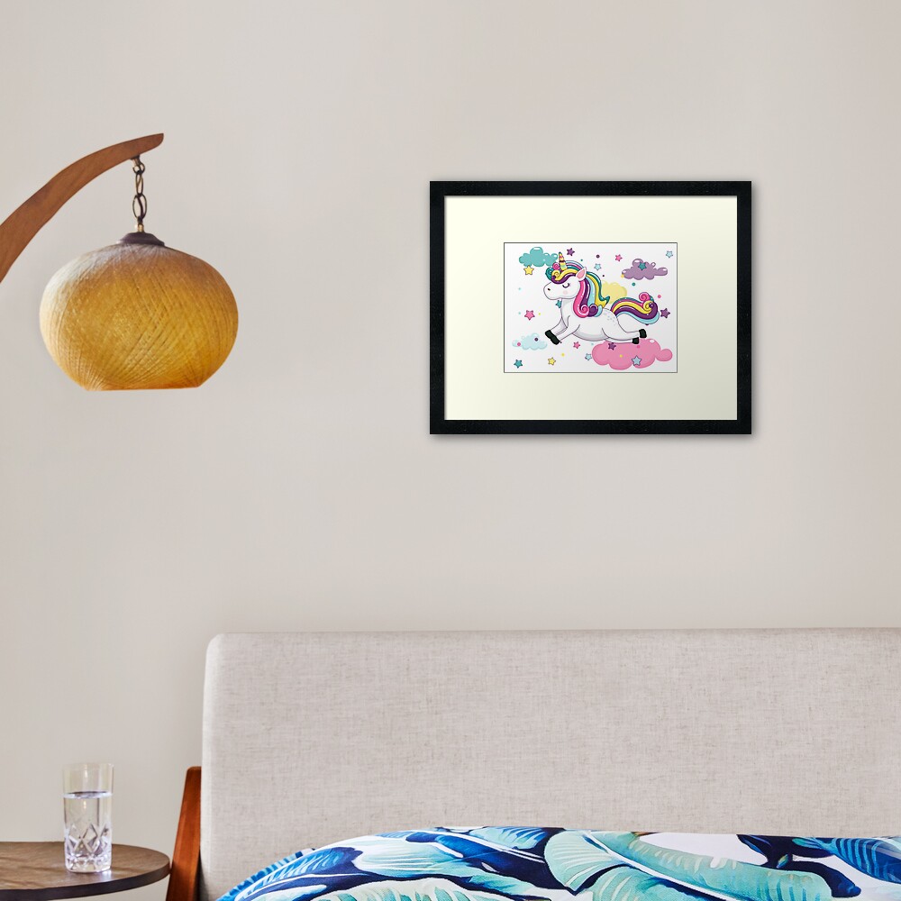 Flying Unicorn Framed Art Print - unicorn fantasy design by HackerLooks