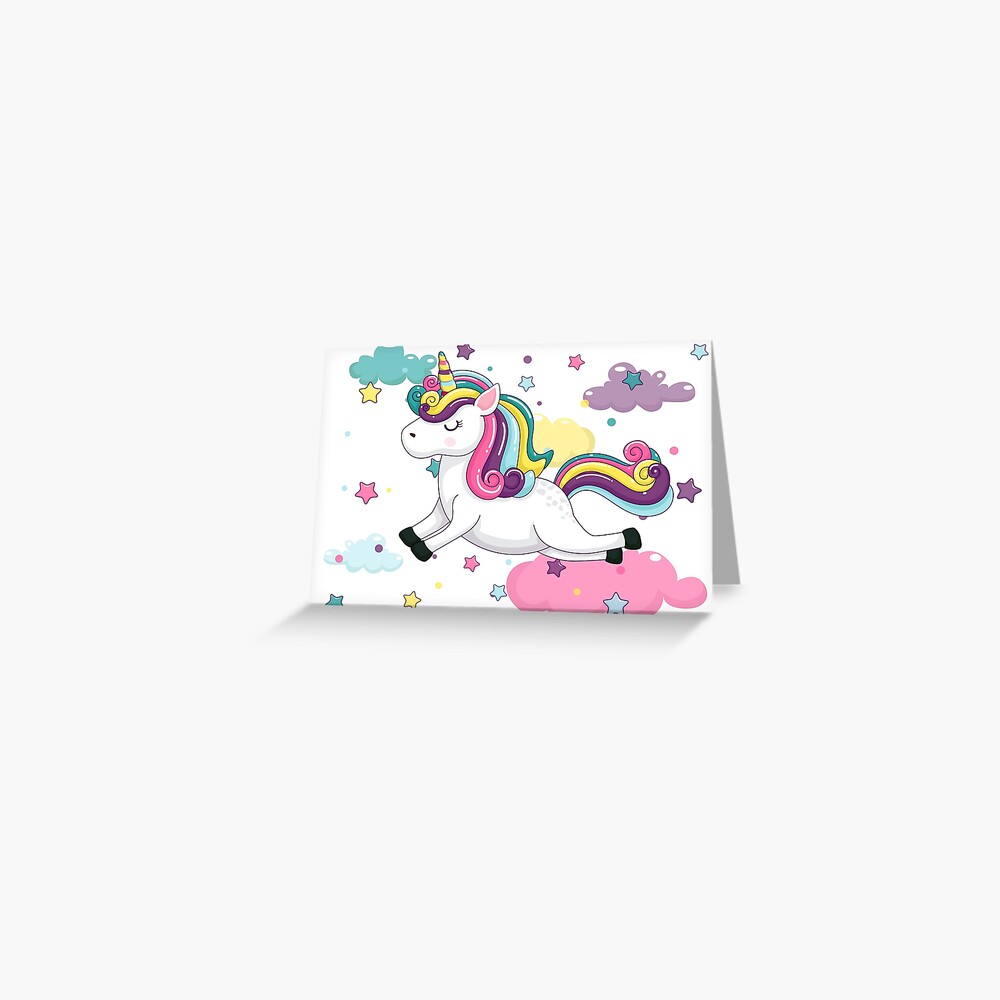 Flying Unicorn Greeting Card - unicorn fantasy design by HackerLooks