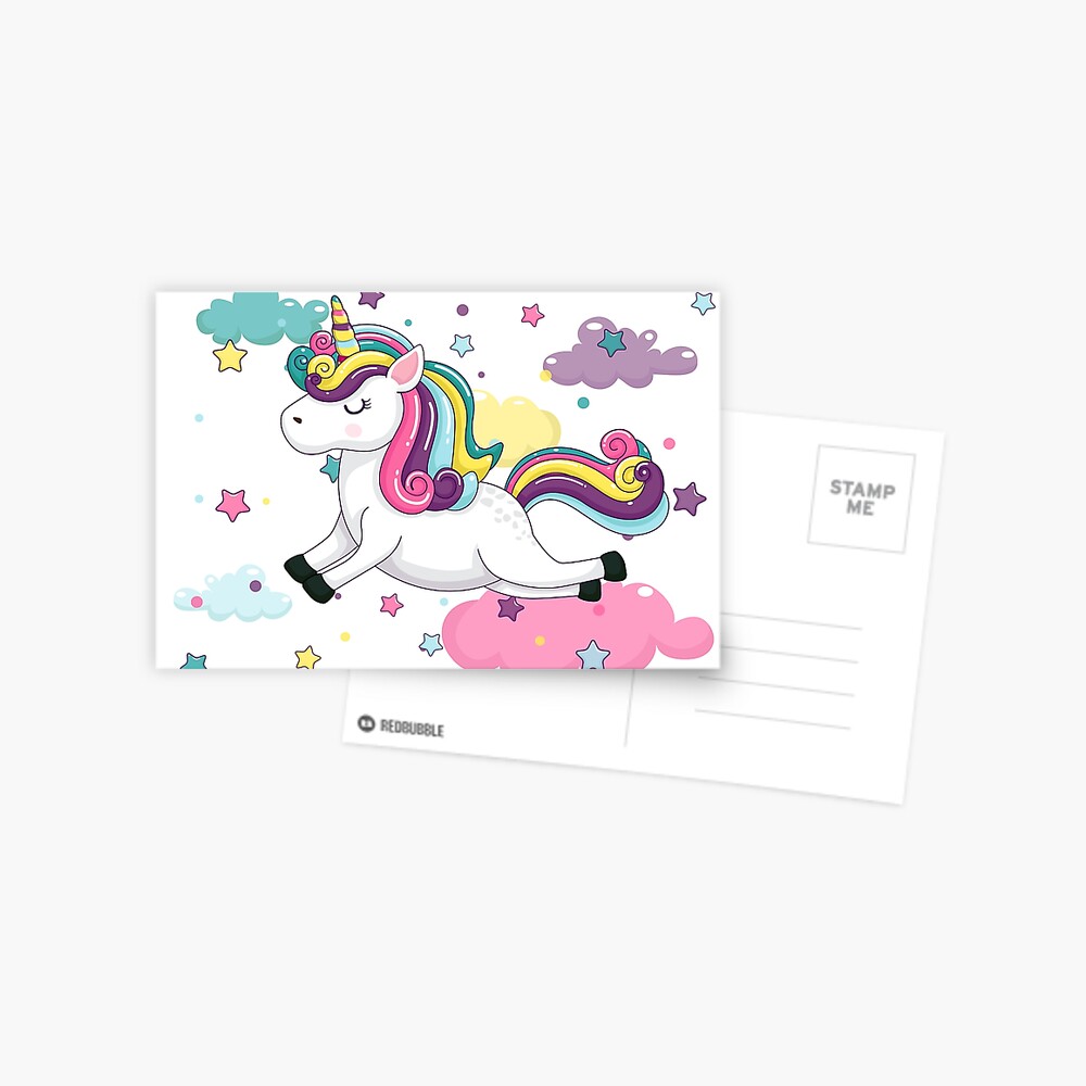 Flying Unicorn Postcard - unicorn fantasy design by HackerLooks