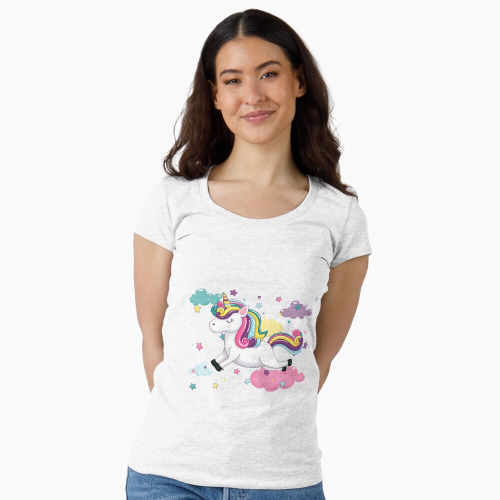 Flying Unicorn Fitted Scoop T-Shirt - unicorn fantasy design by HackerLooks