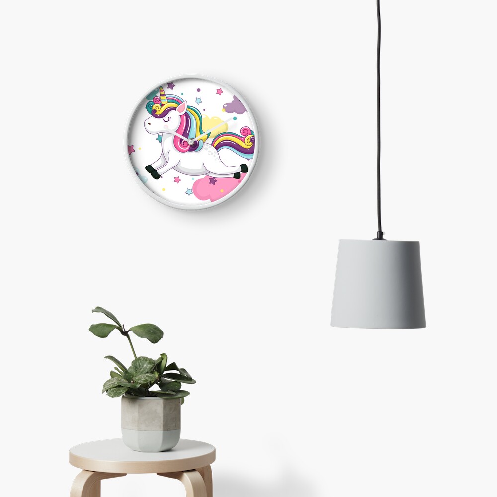 Flying Unicorn Clock - unicorn fantasy design by HackerLooks