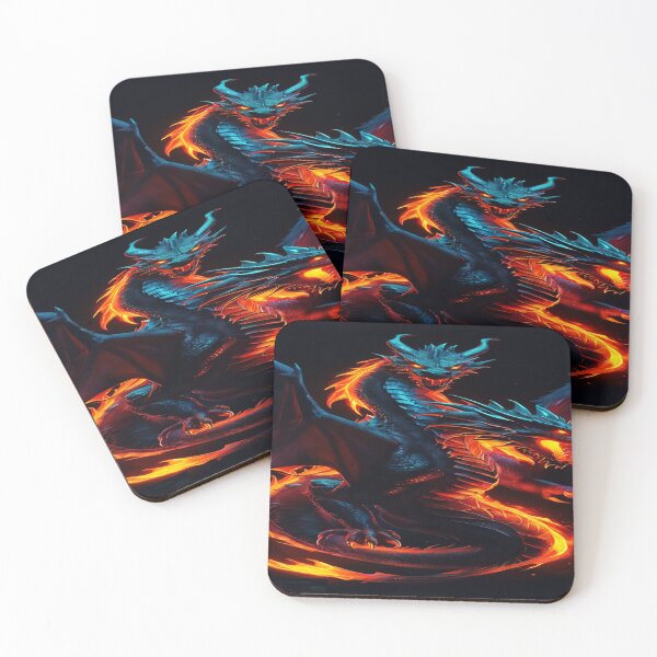 Item preview, Fiery Dragon With 2 Heads surrounded with fire designed and sold by leen12 Art Designs Prints.
