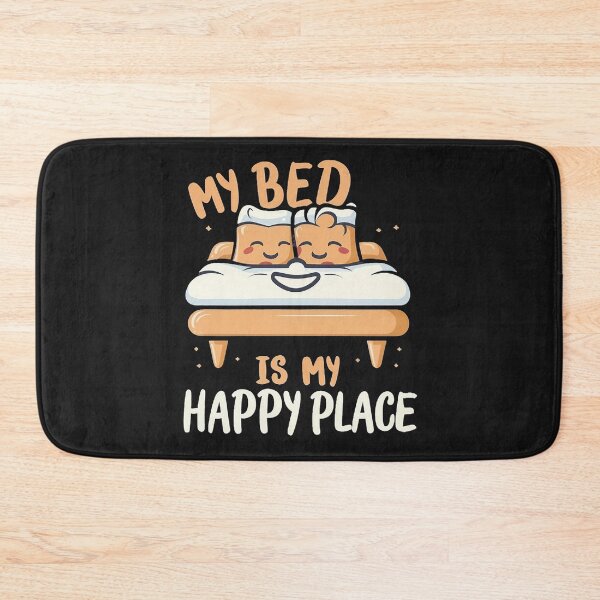 Item preview, "My bed is my happy place" - smiling bed and  pillow  designed and sold by MindFrank.