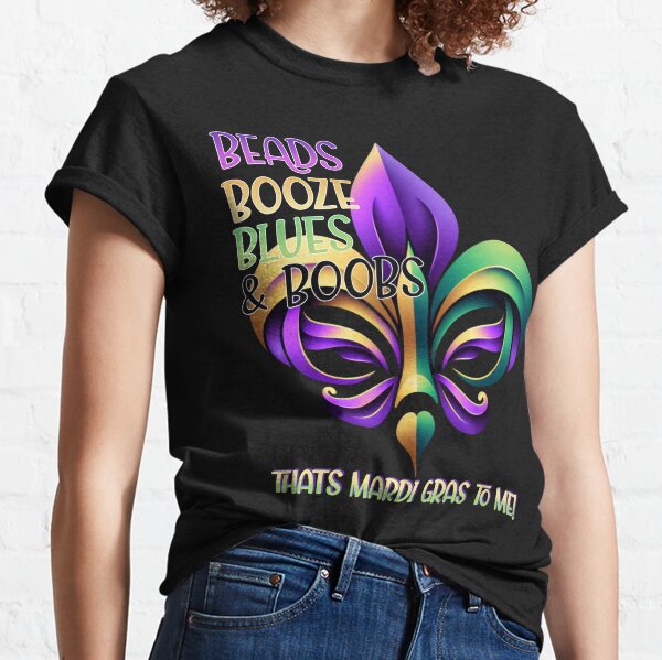 Mardi Gras Breast Fake Boobs Beads Busty Big Tits Shirt, Fat Tuesday Shirt,  F