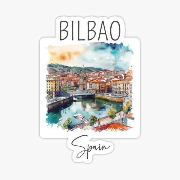 Vista previa del artículo con la obra «Diseño en Acuarela de Bilbao - España», diseñado y vendido por Sketch-Shack.