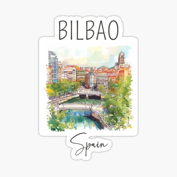 Vista previa del artículo con la obra «Diseño en Acuarela de Bilbao - España», diseñado y vendido por Sketch-Shack.