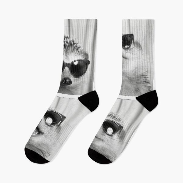 Item preview, Hedgehog Photobooth Session Retro Vintage Black and White designed and sold by PrintShangri-La.