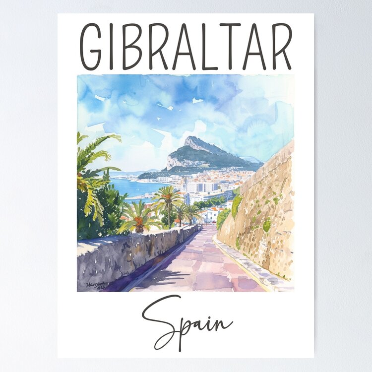Watercolor Design of Gibraltar - Spain Sticker
