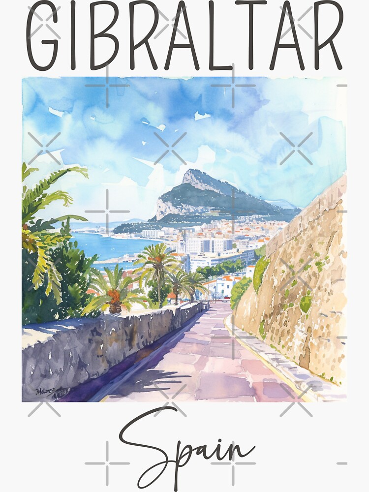 Watercolor Design of Gibraltar - Spain Sticker