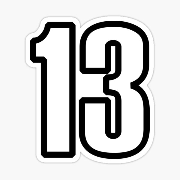 Number 13 White and Black Sticker for Sale by Creations By Em Redbubble