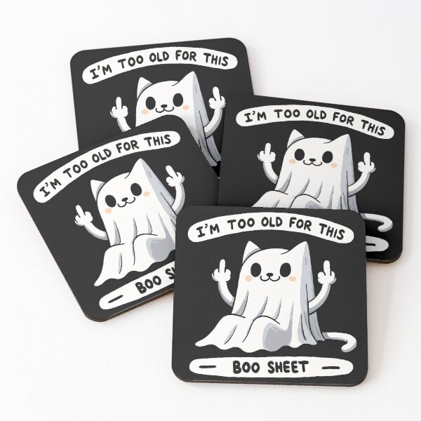 Item preview, I'm too old for this Boo Shit Halloween Cat designed and sold by DoodleDashShop.