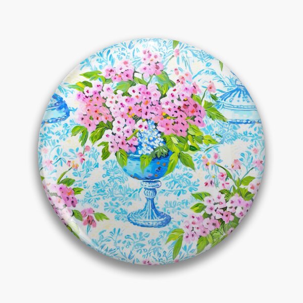 Item preview, Pink daisies in classical urns designed and sold by SophieClimaArt.
