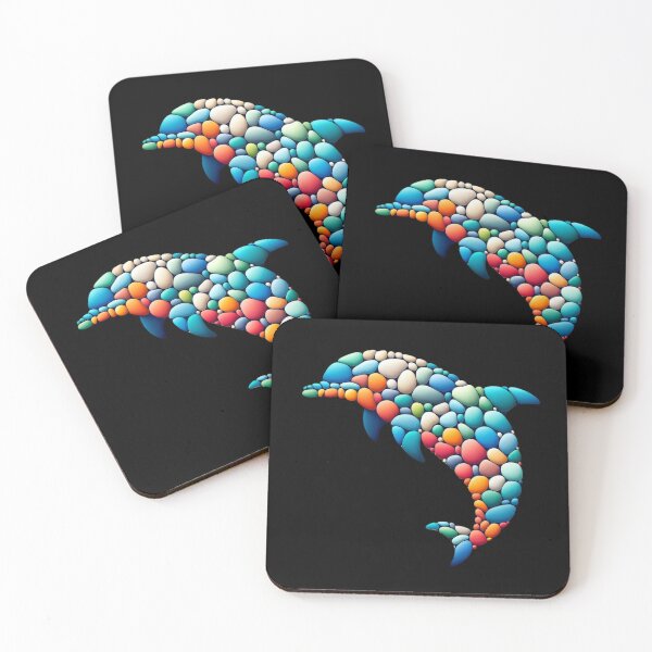 Item preview, Colorful Currents - Pebble Art Dolphin designed and sold by MachineDesigned.