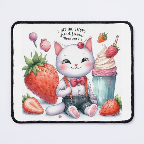 Item preview, Gato con helado de fresa  designed and sold by Bit Canvas.