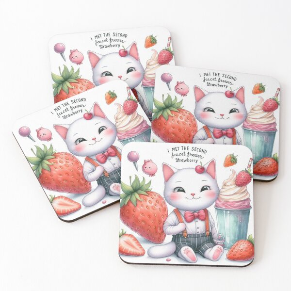 Item preview, Gato con helado de fresa  designed and sold by Bit Canvas.