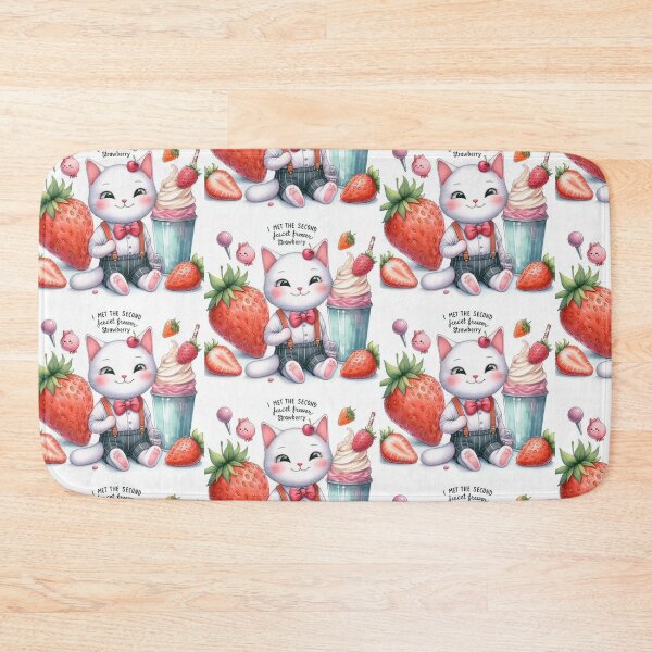 Item preview, Gato con helado de fresa  designed and sold by Bit Canvas.