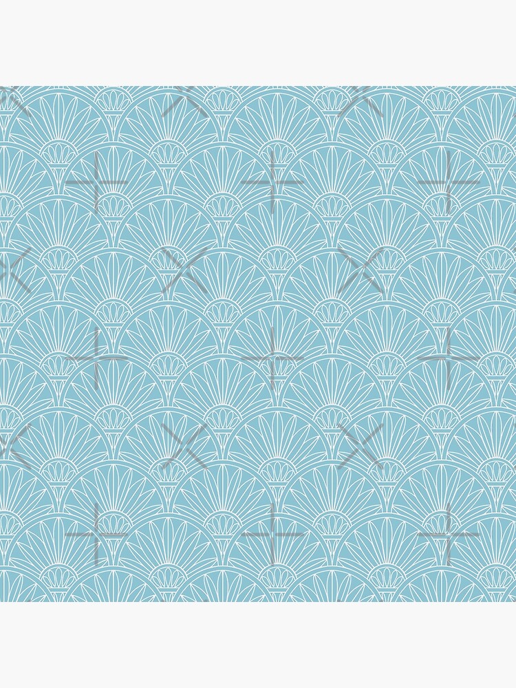 Aperçu 4 sur 4. Coussin avec l'œuvre Mosaïque art nouveau de couleur gris sur fond bleu créée et vendue par Wicupp.
