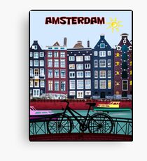FAHRRAD FAHREN; In Amsterdam Holland Drucken Leinwanddruck