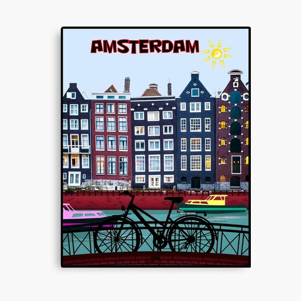 BICYCLE RIDING; In Amsterdam Holland Print Canvas Print