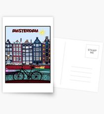 BICYCLE RIDING; In Amsterdam Holland Print Postcards